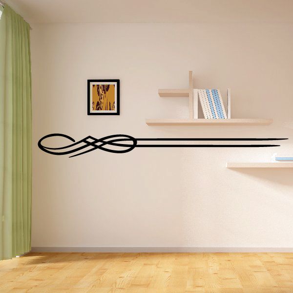 Black pinstripe vehicle vinyl decal with long bar and infinity-style emblem