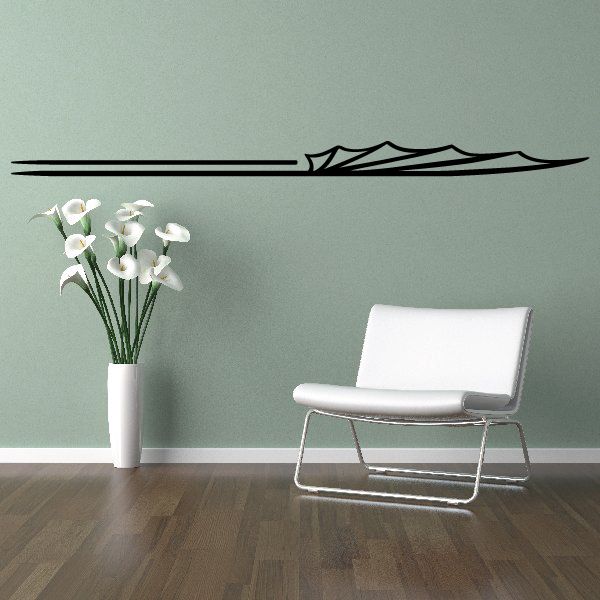 Vehicle pinstripe vinyl decal with black stripe and sharp arrow flame tip