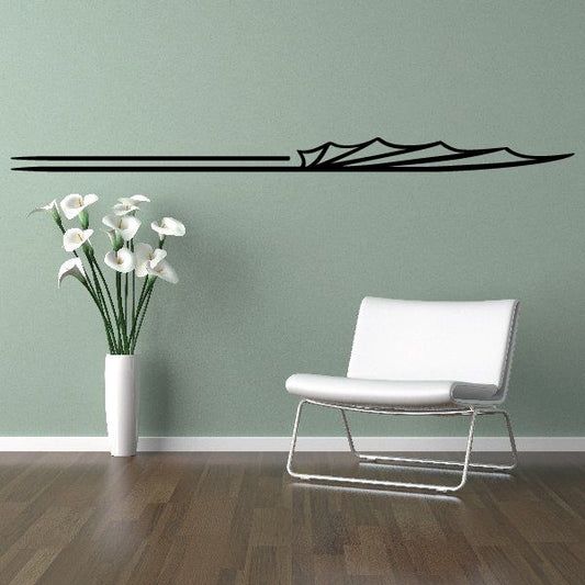 Vehicle pinstripe vinyl decal with black stripe and sharp arrow flame tip