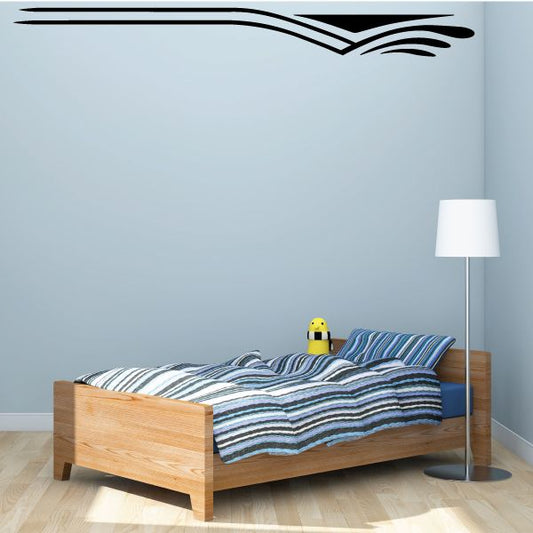 Vehicle pinstripe vinyl decal, dark striped vehicle graphic on wall
