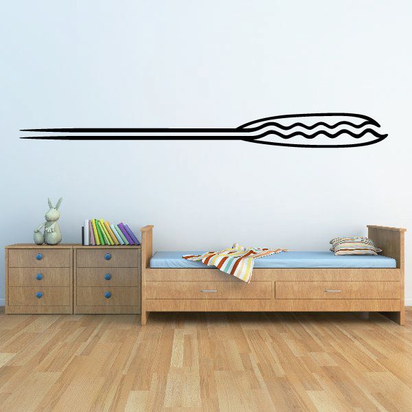 Vehicle pinstripe vinyl decal, long horizontal black stripe with wave accents