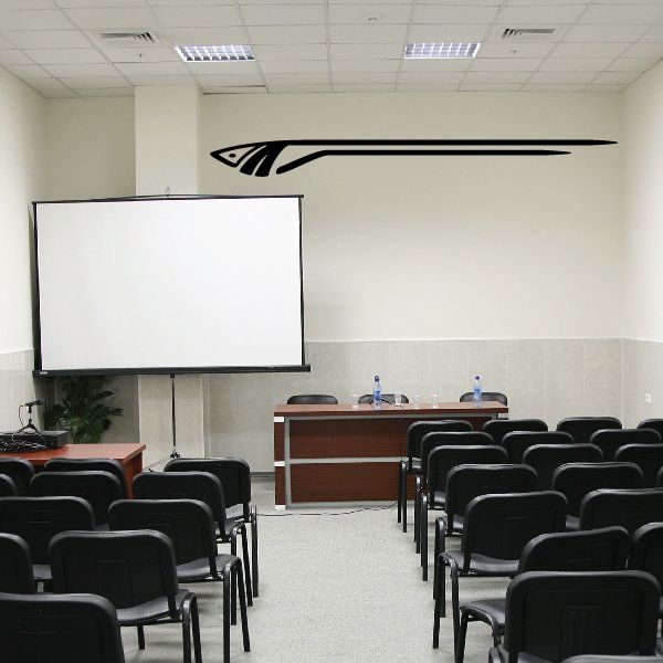 Vehicle pinstripe vinyl decal with black swoosh stripe and pointed end
