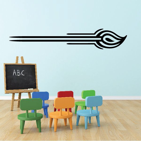 Vehicle pinstripe vinyl decal with black arrow-like swoosh stripe design