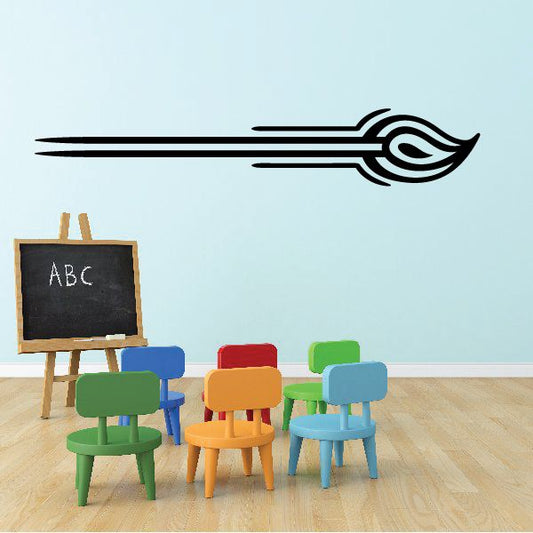 Vehicle pinstripe vinyl decal with black arrow-like swoosh stripe design