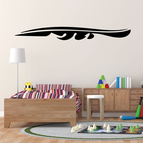 Vehicle pinstripe vinyl decal, black flame-style stripes
