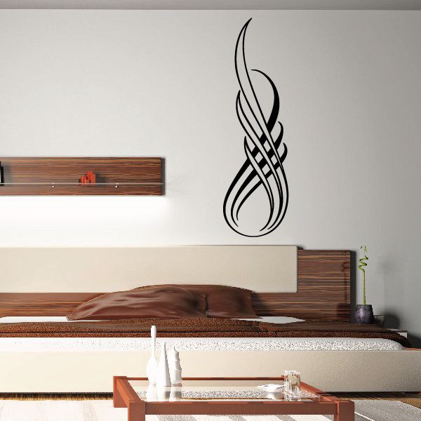Black flame-style pinstripe vinyl decal, single wall/vehicle graphic