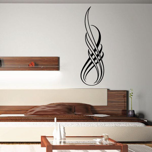 Black flame-style pinstripe vinyl decal, single wall/vehicle graphic