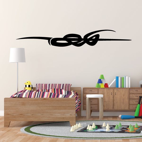Black vehicle pinstripe decal with ornate knot design, wall sticker