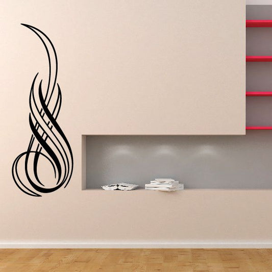 Pinstripe vinyl decal with black flame swirl design for vehicles and walls