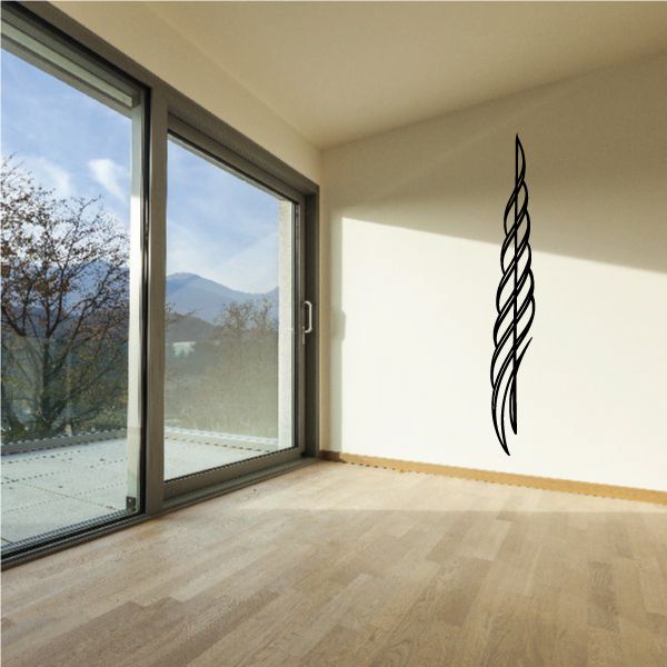 Black pinstripe vinyl vehicle decal with twisted loop stripe design on wall