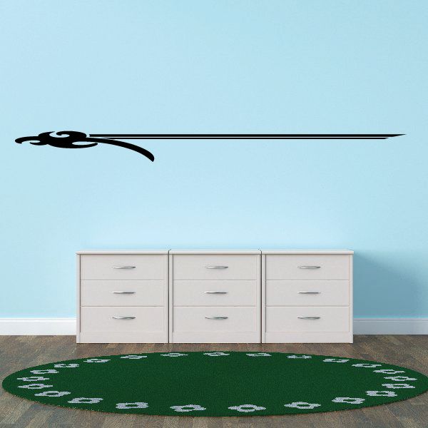 Vehicle pinstripe vinyl decal, green with swoosh graphic and curved tail