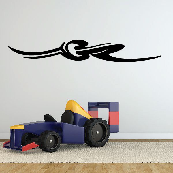 Black pinstripe vinyl decal with swoosh graphic