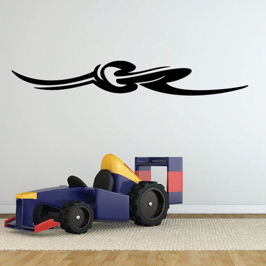 Black pinstripe vinyl decal with swoosh graphic