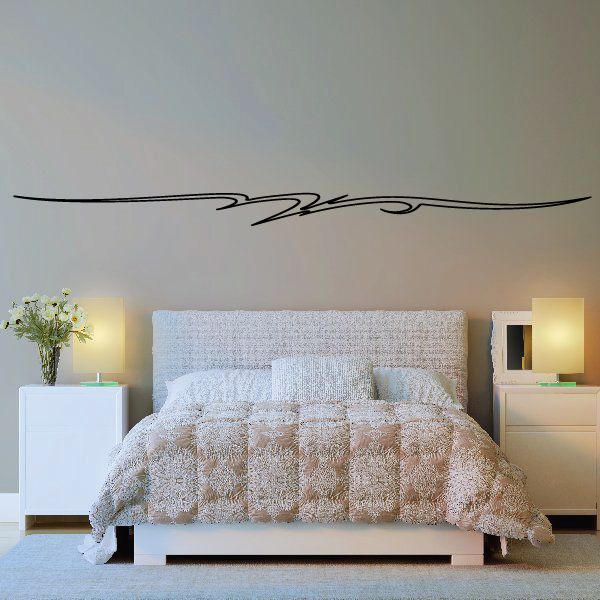 Vehicle pinstripe vinyl decal with long dark swoosh stripe