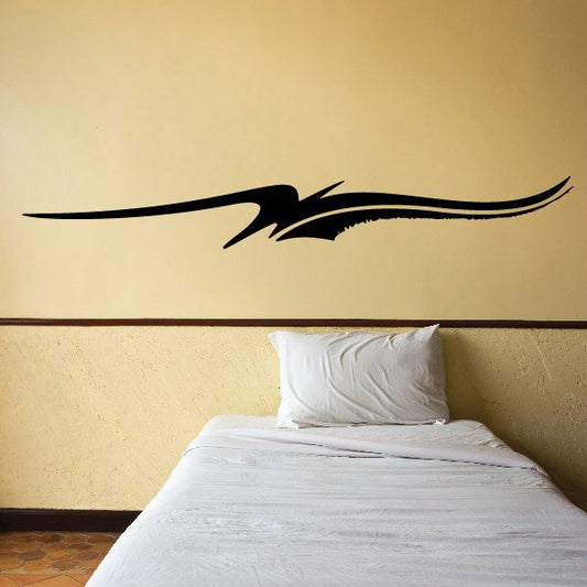 Vehicle pinstripe vinyl decal, black swoosh style stripe with arrow tip