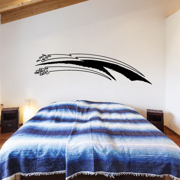 Vinyl pinstripe decal, black swoosh flame design for walls