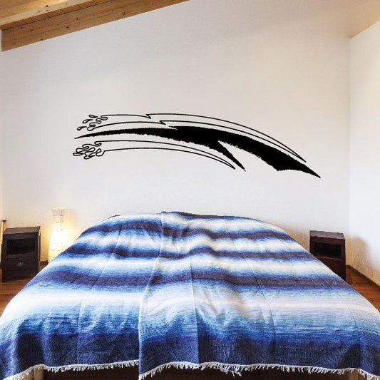 Vinyl pinstripe decal, black swoosh flame design for walls