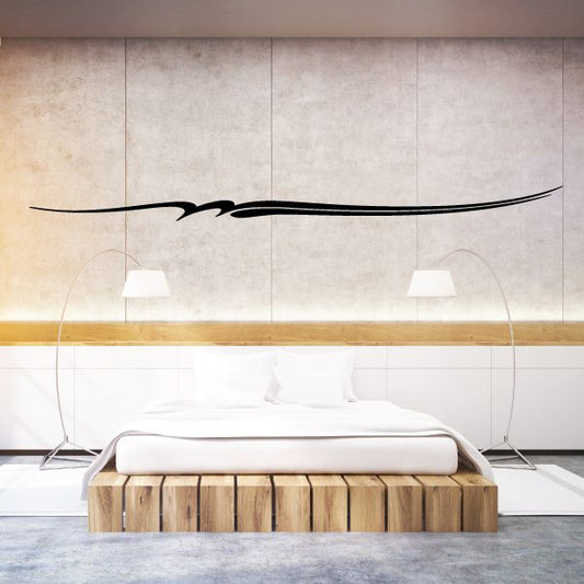Black curved pinstripe vinyl decal with swoosh line