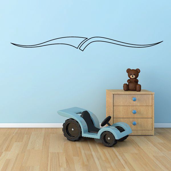 Black wave pinstripe vinyl decal with two curved lines for vehicle or wall