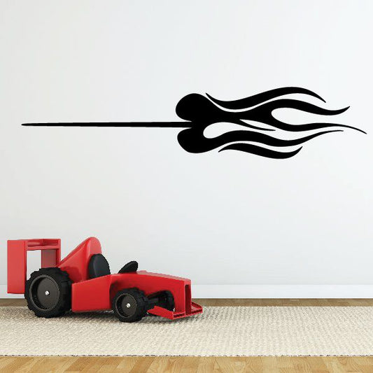 Black flame pinstripe vinyl decal with long horizontal swoosh line
