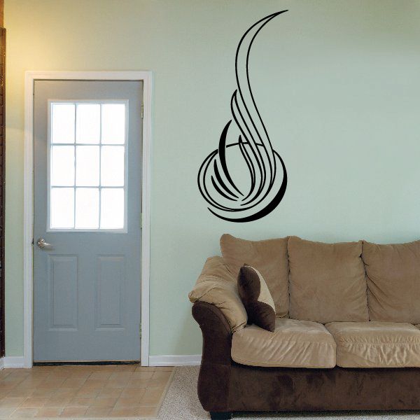 Flame pinstripe vinyl decal, black curling swoosh design