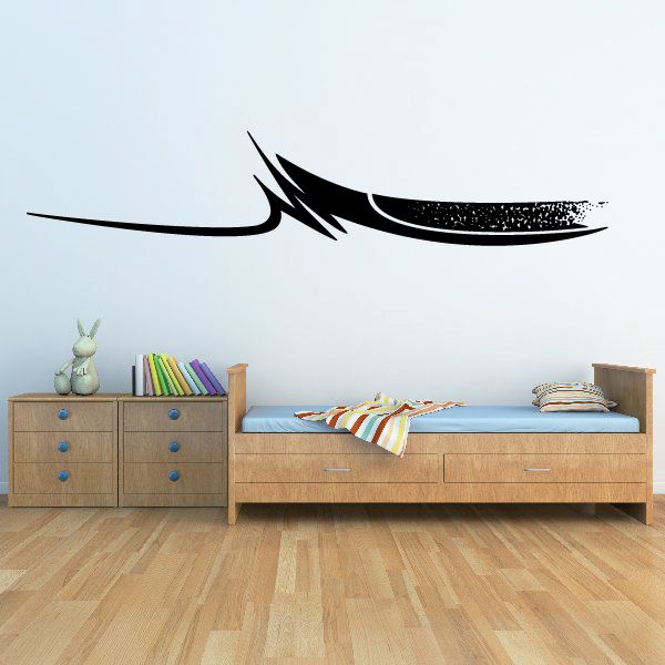 Black vehicle pinstripe vinyl decal with swoosh design, wall decal