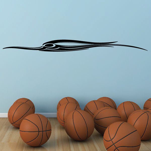 Black vehicle pinstripe vinyl decal with curved swoosh line design