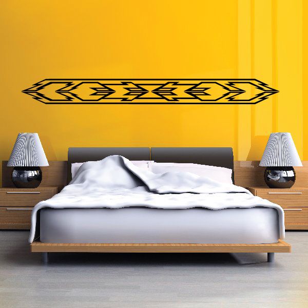 Vehicle pinstripe vinyl decal with black and yellow chevron arrows
