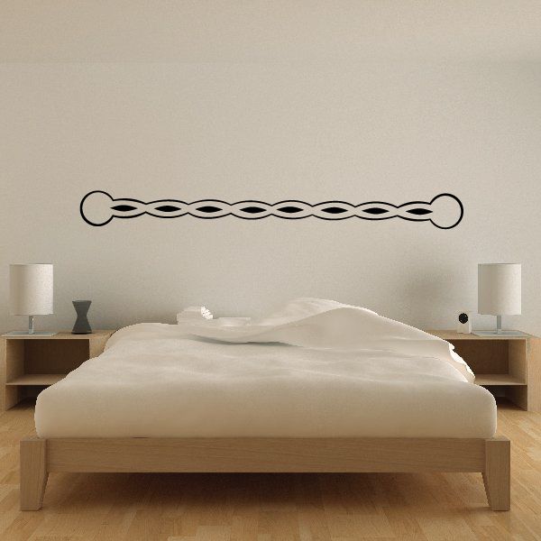 Vehicle pinstripe vinyl decal with interlocking loop border line, dark outline