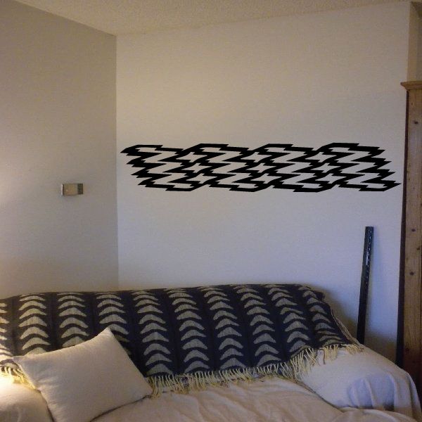 Black and white zigzag pinstripe vinyl wall decal banner