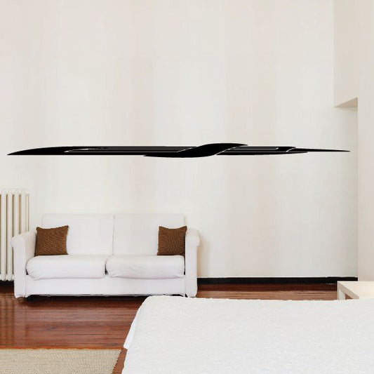 Black vehicle pinstripe vinyl decal with long horizontal stripe and swoosh ends