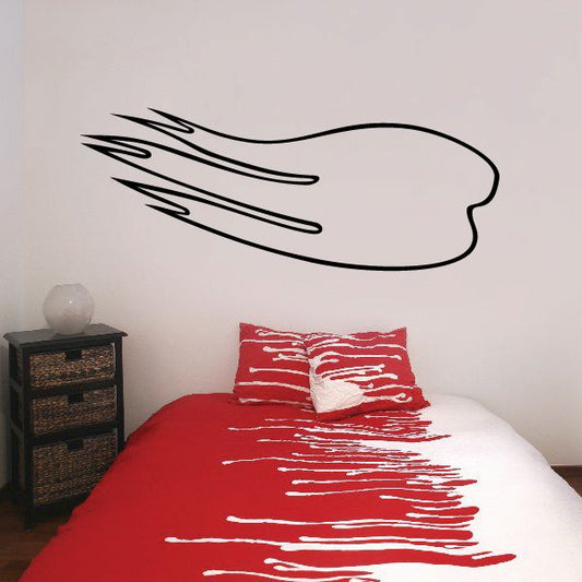 Vehicle pinstripe vinyl decal with black flame-like stripes, arrow outline