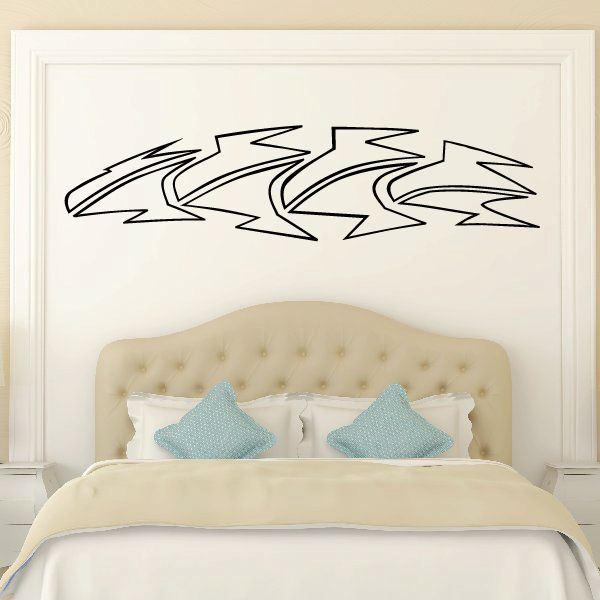Vehicle pinstripe vinyl decal with black zigzag stripes, wall or vehicle graphics