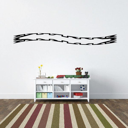 Black vehicle pinstripe vinyl decal with zigzag stripe pattern