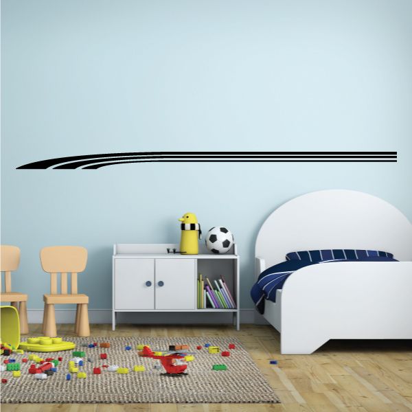 Black pinstripe vinyl decal with twin horizontal stripes for car or wall