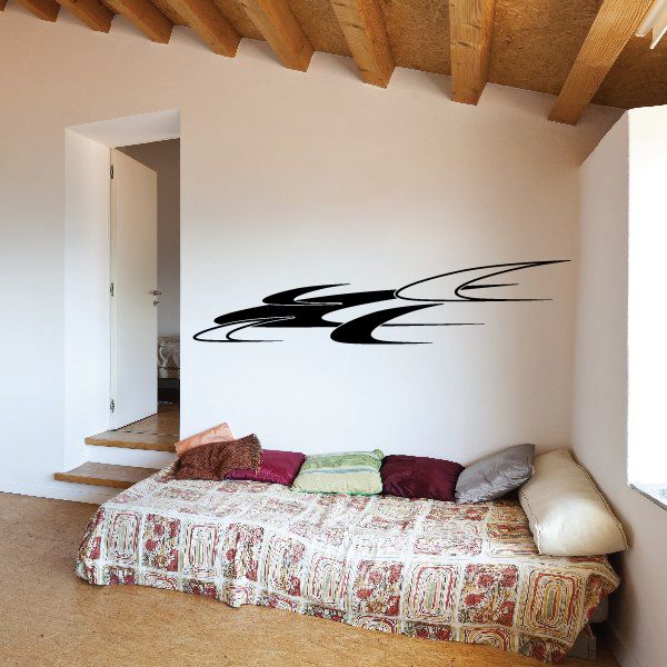 Black vehicle pinstripe vinyl wall decal with swoosh lines