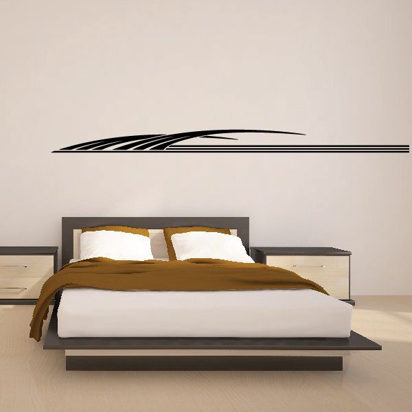 Vehicle pinstripe vinyl decal, long black striped swoosh