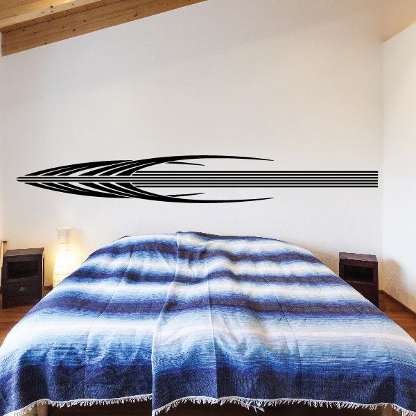 Black pinstripe vinyl vehicle decal with swoosh and stripes