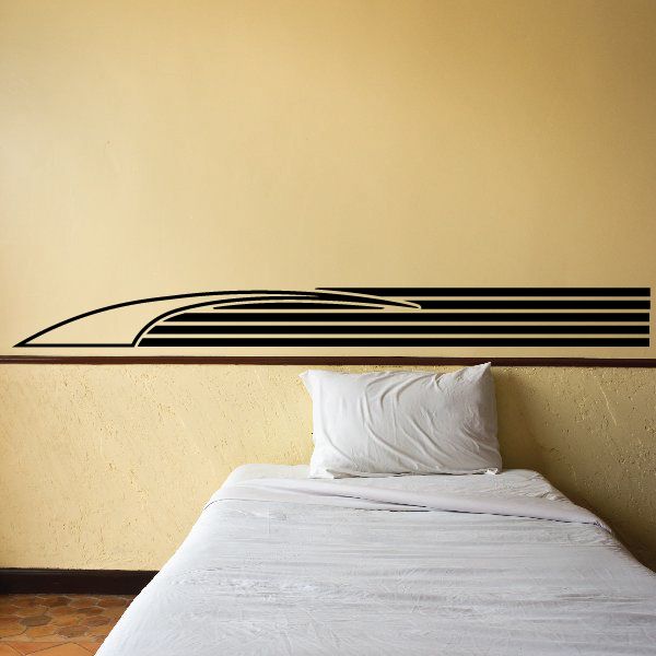 Vehicle pinstripe vinyl decal with black and white horizontal stripe pattern