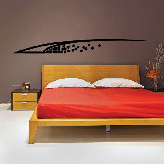 Vinyl pinstripe decal with checkered stripe, curved black wall sticker