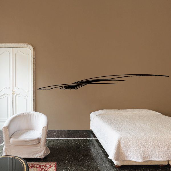 Pinstripe vinyl decal with long curved black stripe