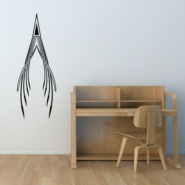 Black pinstripe vinyl vehicle decal with rocket flame outlines