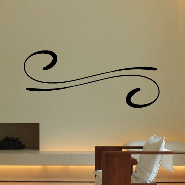 Pinstripe vinyl decal with two curved black swoosh lines