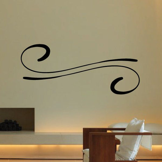 Pinstripe vinyl decal with two curved black swoosh lines