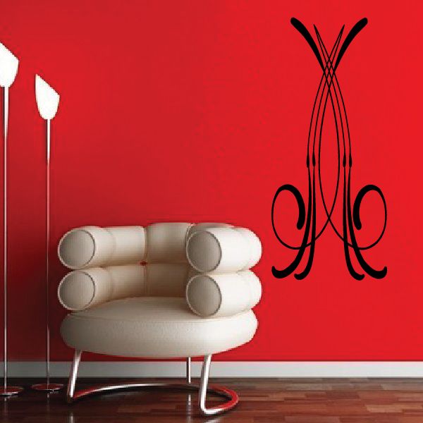 Black pinstripe monogram vinyl decal with ornate scrollwork