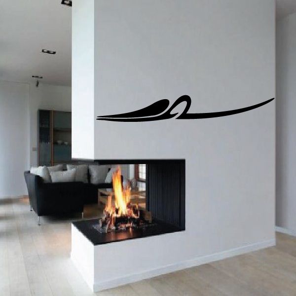 Black pinstripe vinyl decal with sweeping curved line and flame-like swoosh