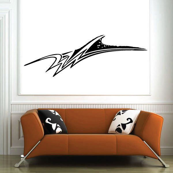 Vehicle pinstripe vinyl decal with black stylized racing stripe