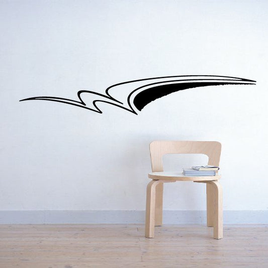 Vehicle pinstripe vinyl decal, black curved racing stripe graphic