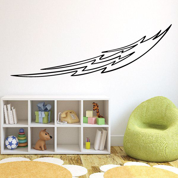 Pinstripe vinyl decal featuring curved lightning bolt lines, black.