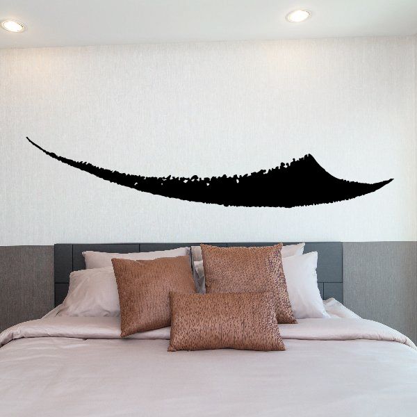 Black pinstripe vinyl decal swoosh on wall